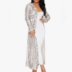 Shimmering Silver Sequin Duster